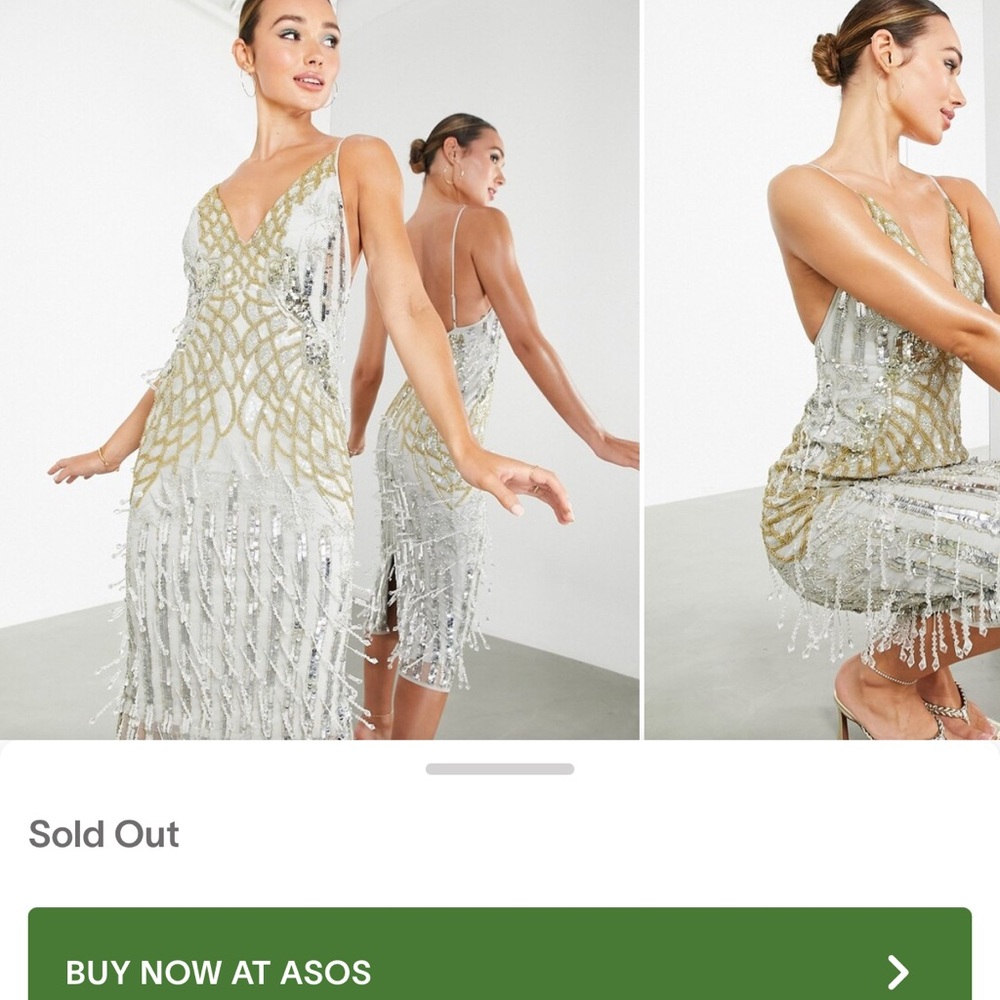 Elegant Silver and Gold Fringe Dress
